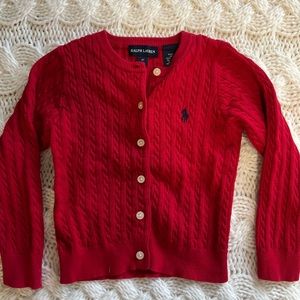 Polo Ralph Lauren Red Cable Button Up Cardigan Size 3T